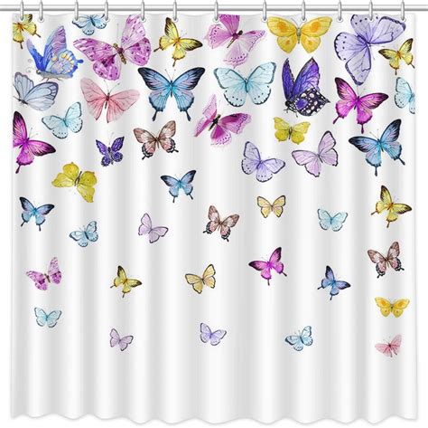 Amazon Com Aibiin Butterfly Shower Curtains For Bathroom Spring Shower