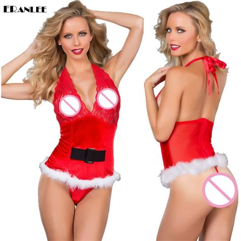 red deep v neck christmas novelty exotic dress apparel sexy lingerie adult female women sexy