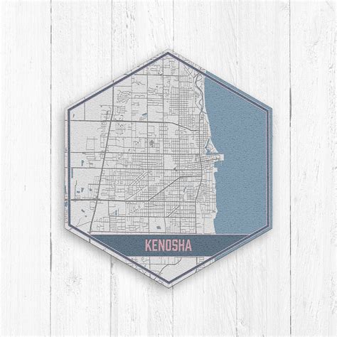 Kenosha Wisconsin Hexagon Street Map By Printed Marketplace Etsy