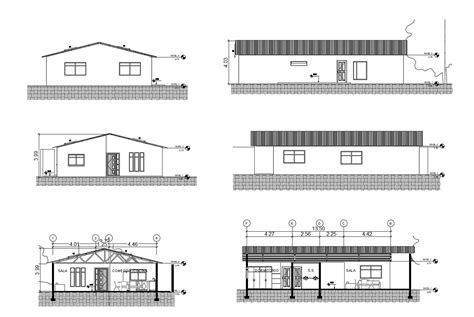 Architectural Plan Of The House With Elevation And Section In Dwg File