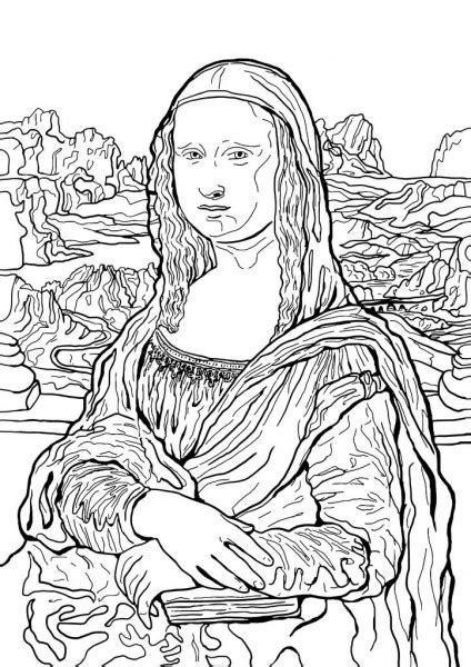 Vector Illustration Of Leonardo Da Vincis Painting Mona Lisa Black