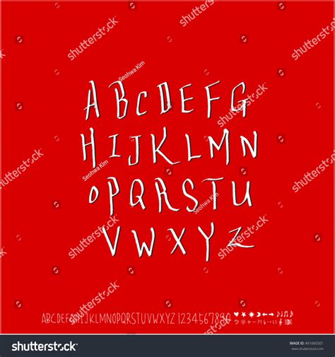 Hand Drawn Alphabet And Number Vector Royalty Free Stock Vector