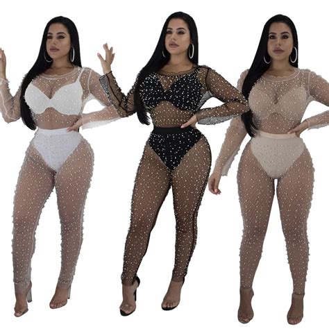 2018 Fashion Women Summer Sexy Party Beading Jumpsuits Ladies Bodycon