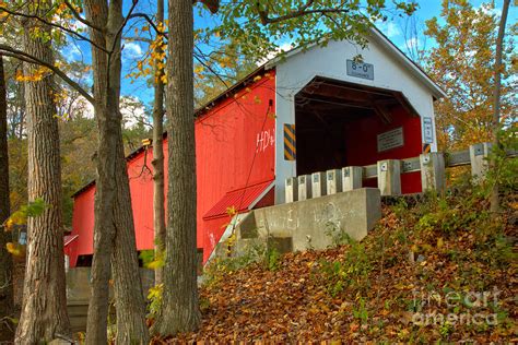 Looking Up At The Eagleville Covered Bridge Photograph By Adam Jewell