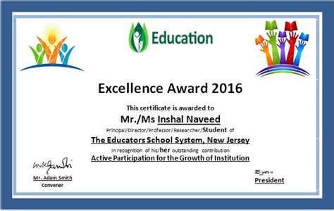 Ms Word Education Excellence Award Certificate Template Word And Excel