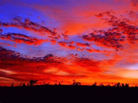 Beautiful Sunrise Bright Orange Sunset Landscape Stock Photo Image