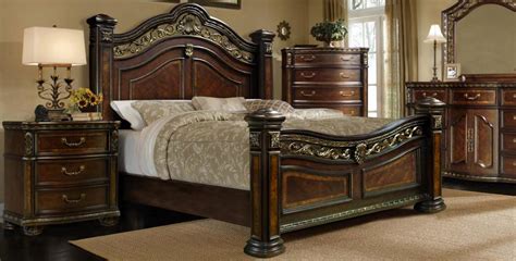 Pier one bedroom sets &#. McFerran B163-EK Antique Brass Cherry Wood Finish King ...