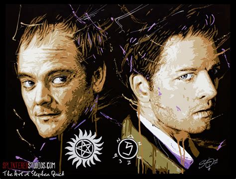 Supernatural Castiel And Crowley Painting Art By Stephen Quick
