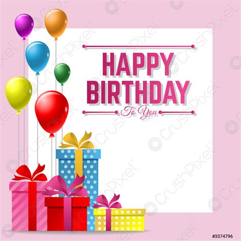 Happy birthday vector greeting card background with colorful balloon