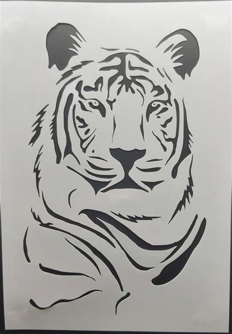 Tiger Head Stencil A4 Reusable Etsy