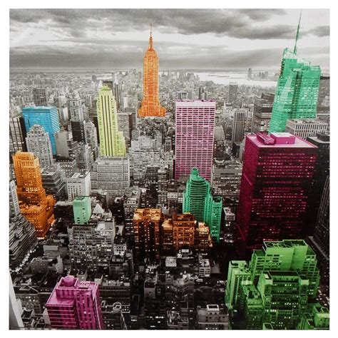 Chicago skyline on canvas, large wall art, chicago print, chicago art, chicago photo, chicago canvas, panoramic, chicago sunset poster. High-Lights of New York Skyline Canvas Wall Art ...