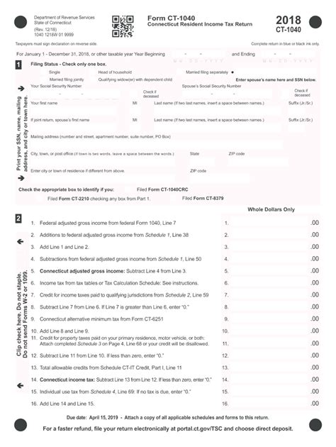 Ct 1040 2018 2024 Form Fill Out And Sign Printable Pdf Template Signnow