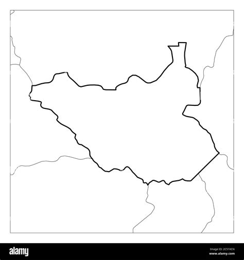 Map Of South Sudan Black Thick Outline Highlighted With Neighbor