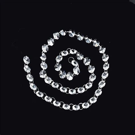 46pcs Clear Glass 14mm Diamond Prisms Octagon Beads Chain Crystal