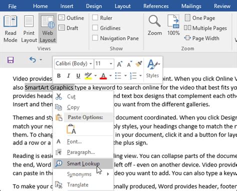 How To Use The Bing Powered Smart Lookup Feature In Office 2016