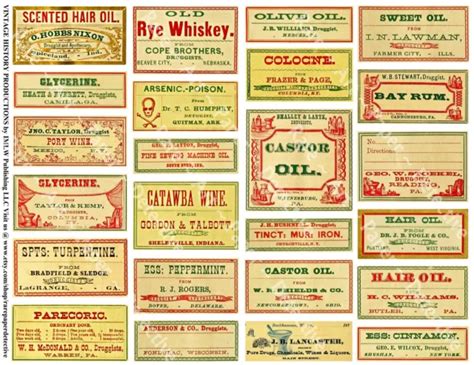Pharmacy Labels 1 Sticker Sheet Antique Apothecary Bottle Drug Store