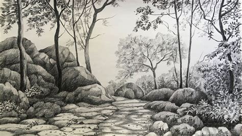How To Draw A Forest Landscape Step By Step At Drawing Tutorials
