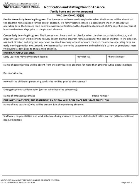 Dcyf Form 15 954 Download Fillable Pdf Or Fill Online Notification And
