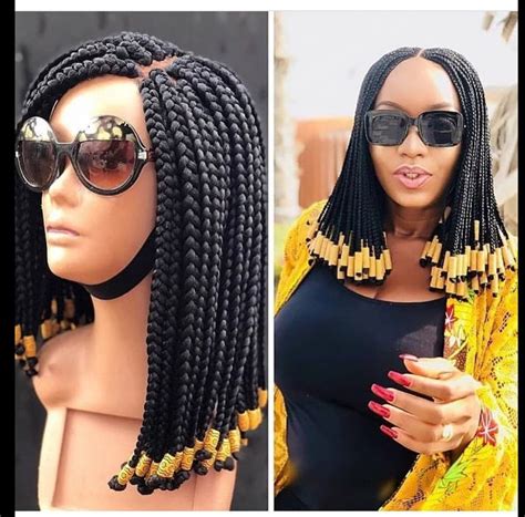 Braided Wig Bold Box Braids With Beadsneatly And Tightly Etsy