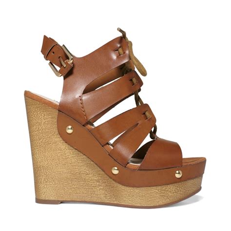 Guess Womens Canute Lace Up Platform Wedges in Cognac (Brown) - Lyst