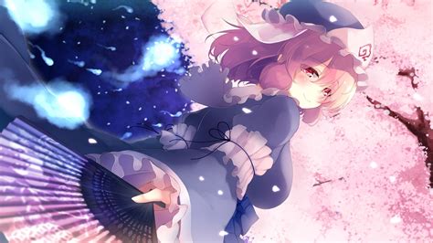 Touhou Saigyouji Yuyuko Smiling Cherry Blossom Pink Hair Anime Sakura
