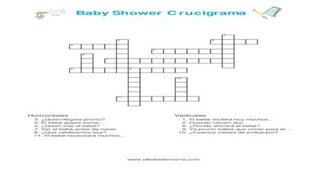 Juegos Para Baby Shower Crucigrama Con Respuestas Otro Gran Clásico