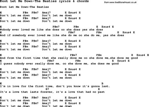 Love Song Lyrics For Dont Let Me Down The Beatles With Chords