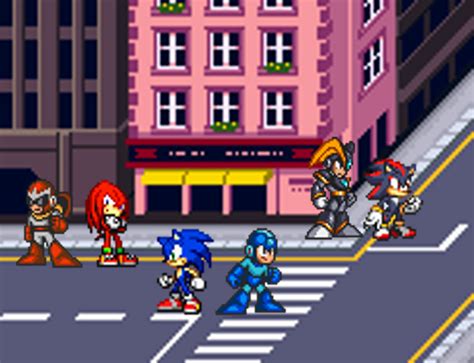Sonic Mega Man Knuckles Proto Man Bass And Shadow By Ultra Shounen Kai