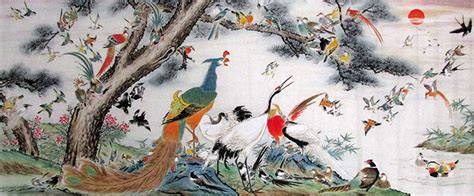 Chinese 100 Birds Painting Ysq21078007 96cm X 240cm38〃 X 94〃