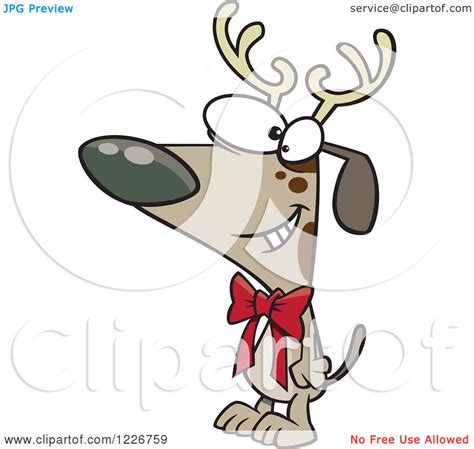 Merry christmas cute dogs cartoon. Clipart of a Cartoon Christmas Dog Wearing Antlers and a Bow - Royalty Free Vector Illustration ...