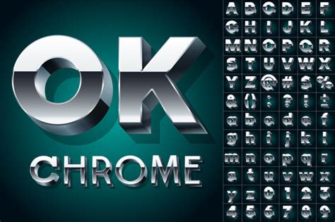 Silver Chrome And Aluminum 3d Font Objects On Creative Market