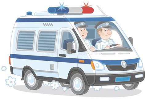 Police Car With Two Policemen In Uniform Stock Vector Illustration Of