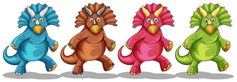 Dinosaurs In Four Different Colors 368016 Vector Art At Vecteezy