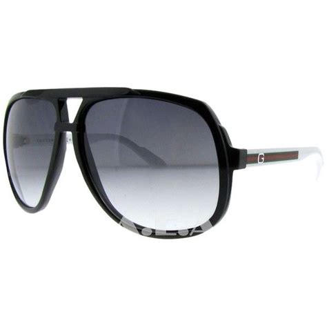 Pre Owned Gucci Gg 1622 S Ovf Lf Black White Unisex Oversize Aviator 230 Liked On Polyvore