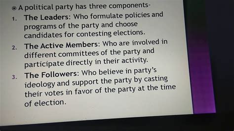 Class X Chapter 6 Political Party Meaning Components And Functions