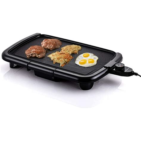 Ovente Electric Indoor Kitchen Griddle 16 X 10 Inch Nonstick Flat Cast
