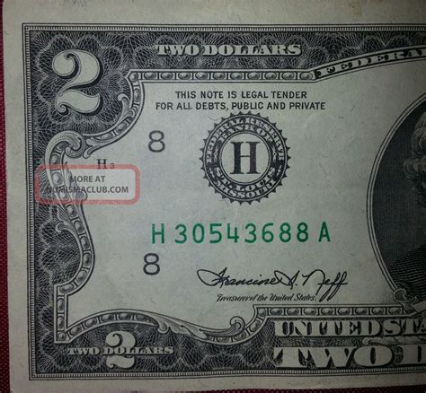 Cu 1976 2 Two Dollar Bill Error Misaligned Shift Error Frn