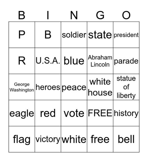 Presidents Day Bingo Bingo Card