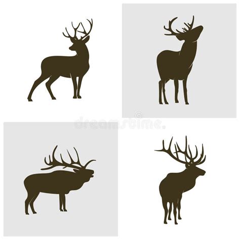 Set Of Deer Logo Design Icon Symbol Deer Vector Deer Silhouette Stock