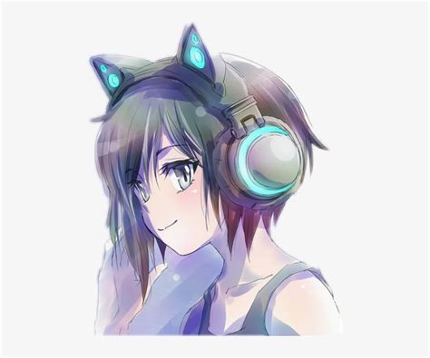 Report Abuse Anime Girl With Cat Headphones 487x605