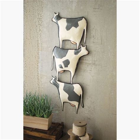 Painted Metal Stacked Cows Wall Hanging 3600 Painted Metal Stacked