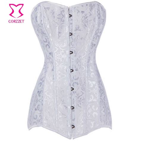 Sexy Gothic Lingerie Bridal Wedding White Long Corset Bustier Tops