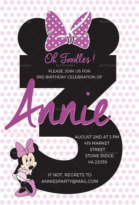 Joyous Minnie Mouse Invitation Design Template In Psd Word Publisher