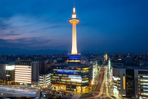 Kyoto Tower And The Kyoto Skyline At Dusk Shot From The Gr Flickr