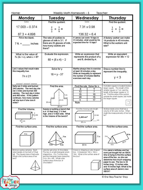90 answered questions for the topic 6th grade math. 6th Grade Math Spiral Review | 6th Grade Math Homework | Distance Learning | Spiral math, Math ...