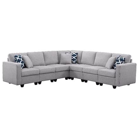 Devion Furniture Fabric Linen Reversible Modular Modern Style Sectional