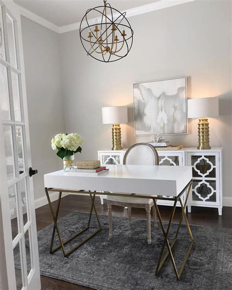 Home Office Inspiration White And Gold Desk White Mirrored Sideboard