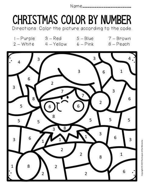Free color by number printable pictures worksheets. Color by Number Christmas Preschool Worksheets Elf - The ...