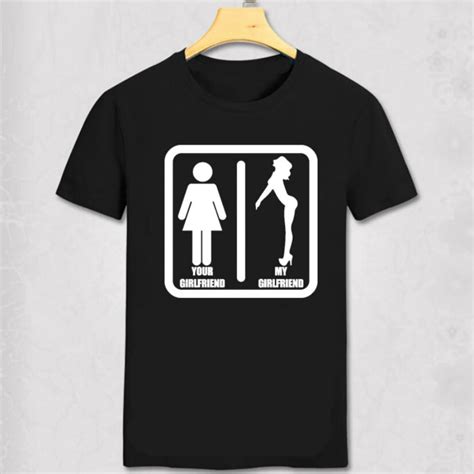 Buy Summer New Mens Funny T Shirts Stick Figures My Grilfriend T Shirt Crew