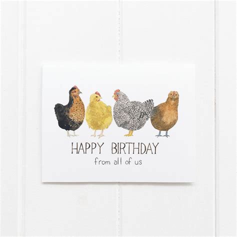Birthday Chickens Greeting Card Watercolor Birthday Cards Birthday
